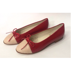 Женские брендовые кожаные балетки Chanel Cruise Low Red/Beige