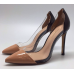 Эксклюзивная брендовая модель Женские кожаные лакированные туфли Gianvito Rossi Plexi коричневые с черным