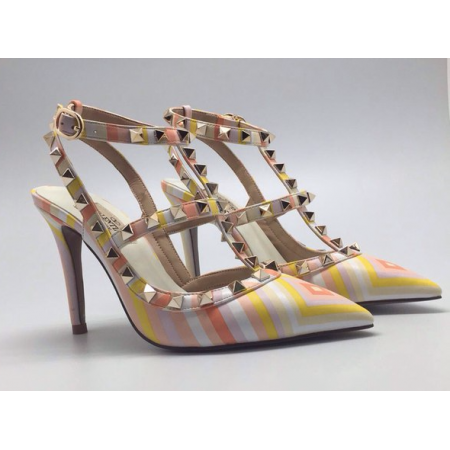 Эксклюзивная брендовая модель Женские цветные кожаные туфли Valentino Garavani Rockstud