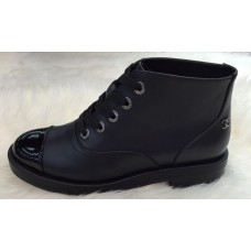 Женские осенние брендовые кожаные ботинки Chanel Cruise Black