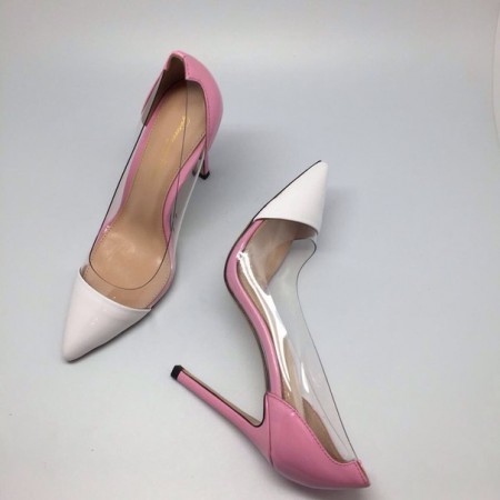 Эксклюзивная брендовая модель Женские кожаные летние туфли Gianvito Rossi Plexi белые с розовым
