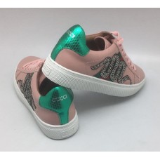 Женские розовые кожаные летние кроссовки Gucci Ace со змеей