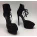 Эксклюзивная брендовая модель Женские замшевые туфли на платформе и высоком каблуке Casadei черные