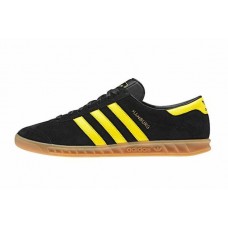 Мужские черные кеды  Adidas Hamburg Black/Yellow