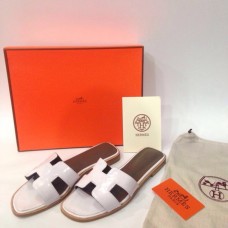 Женские шлепанцы Hermes White Z