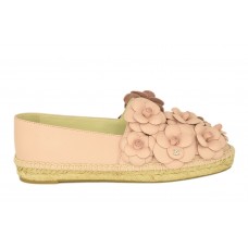 Женские кожаные балетки Chanel Cruise розовые с цветами