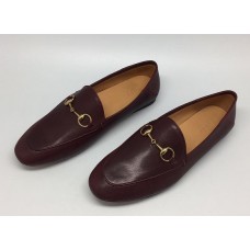 Женские летние кожаные лоферы Gucci бордовые
