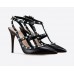 Эксклюзивная брендовая модель Женские кожаные летние черные туфли Valentino Garavani Rockstud