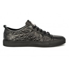 Мужские черные кожаные кеды Philipp Plein Low Star