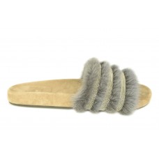 Женские замшевые шлепанцы Brunello Cucinelli с мехом