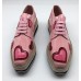 Эксклюзивная брендовая модель Женские осенние кожаные с лаком ботинки Prada розовые с сердцами