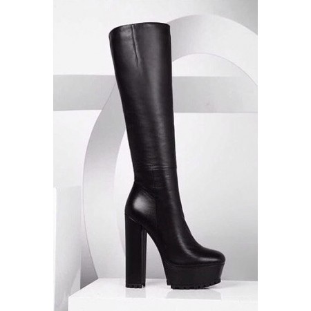 Эксклюзивная брендовая модель Женские кожаные сапоги Gucci черные