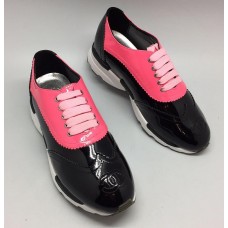 Женские лаковые кожаные кроссовки Chanel EX Sport красные с черным