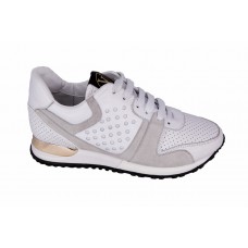 Женские кожаные брендовые кроссовки Louis Vuitton Run Away White