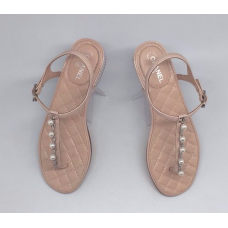 Женские брендовые кожаные сандалии Chanel Cruise Beige