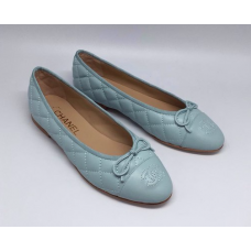 Женские брендовые кожаные балетки Chanel Cruise Light Blue