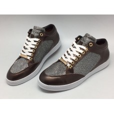 Женские летние кожаные кроссовки Jimmy Choo коричневые