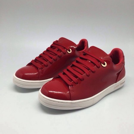 Эксклюзивная брендовая модель Женские кожаные красные кроссовки Louis Vuitton Frontrow Sneakers Women Red 