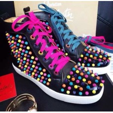 Женские высокие цветные кроссовки Christian Louboutin Pigalle