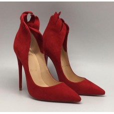 Женские замшевые красные туфли Christian Louboutin 12 см