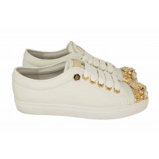 Женские белые кожаные кроссовки Philipp Plein Skull