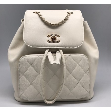 Эксклюзивная брендовая модель Женский брендовый кожаный рюкзак Chanel белый
