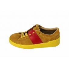 Женские замшевые кроссовки Valentino Garavani Rockstud оранжевые