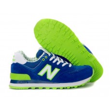 Женские летние кроссовки New Balance 574 Blue/Green/White со скидкой