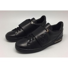 Женские кожаные осенние Louis Vuitton Frontrow черные с липучкой