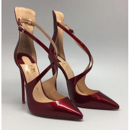 Эксклюзивная брендовая модель Женские кожаные лаковые туфли Christian Louboutin Pigalle бордовые на высоком каблуке