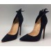 Эксклюзивная брендовая модель Женские замшевые черные туфли Christian Louboutin 12 см