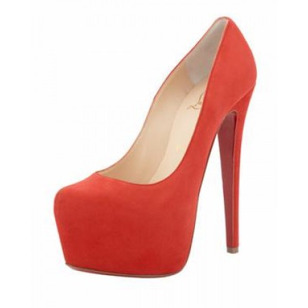 Эксклюзивная брендовая модель Женские замшевые туфли на платформе Christian Louboutin Pigalle красные