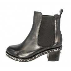 Женские брендовые кожаные полусапоги Chanel High Black