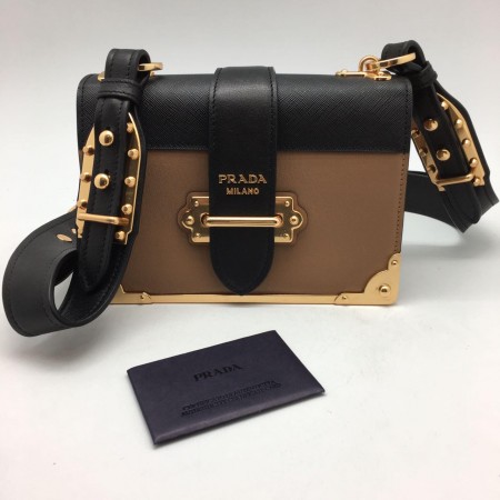Эксклюзивная брендовая модель Женская сумка Prada Black/Broun/Gold