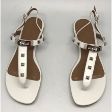 Женские кожаные сандалии Hermes белые