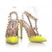 Эксклюзивная брендовая модель Женские летние туфли Valentino Garavani Rockstud желтые