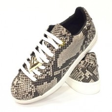 Женские кожаные серые кроссовки Louis Vuitton