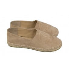 Женские замшевые брендовые эспадрильи Chanel Cruise Full Beige