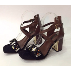 Женские черные босоножки Louis Vuitton MOON SHADOW с камнями