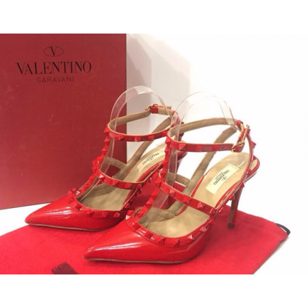 Эксклюзивная брендовая модель Женские летние лакированные туфли Valentino Garavani Rockstud