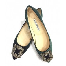 Женские летние лоферы Manolo Blahnik изумрудные