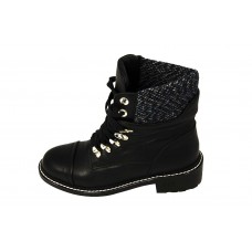 Женские осенние брендовые кожаные ботинки Chanel Black