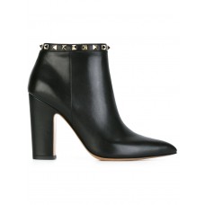 Женские кожаные осенние черные ботильоны Valentino Garavani Rockstud Black