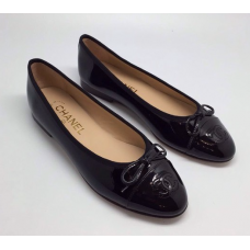 Женские брендовые кожаные балетки Chanel черные