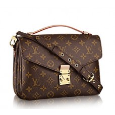 Женская  брендовая кожаная сумка Louis Vuitton Pochette Metis Broun