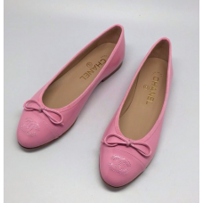 Женские брендовые кожаные балетки Chanel Low Pink