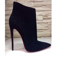 Женские осенние замшевые ботильоны Christian Louboutin Black Velvet