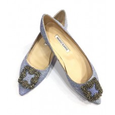 Женские летние лоферы Manolo Blahnik голубые