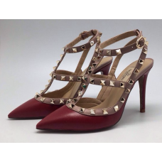 Женские кожаные летние туфли Valentino красные