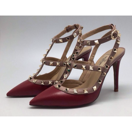 Эксклюзивная брендовая модель Женские кожаные летние туфли Valentino красные